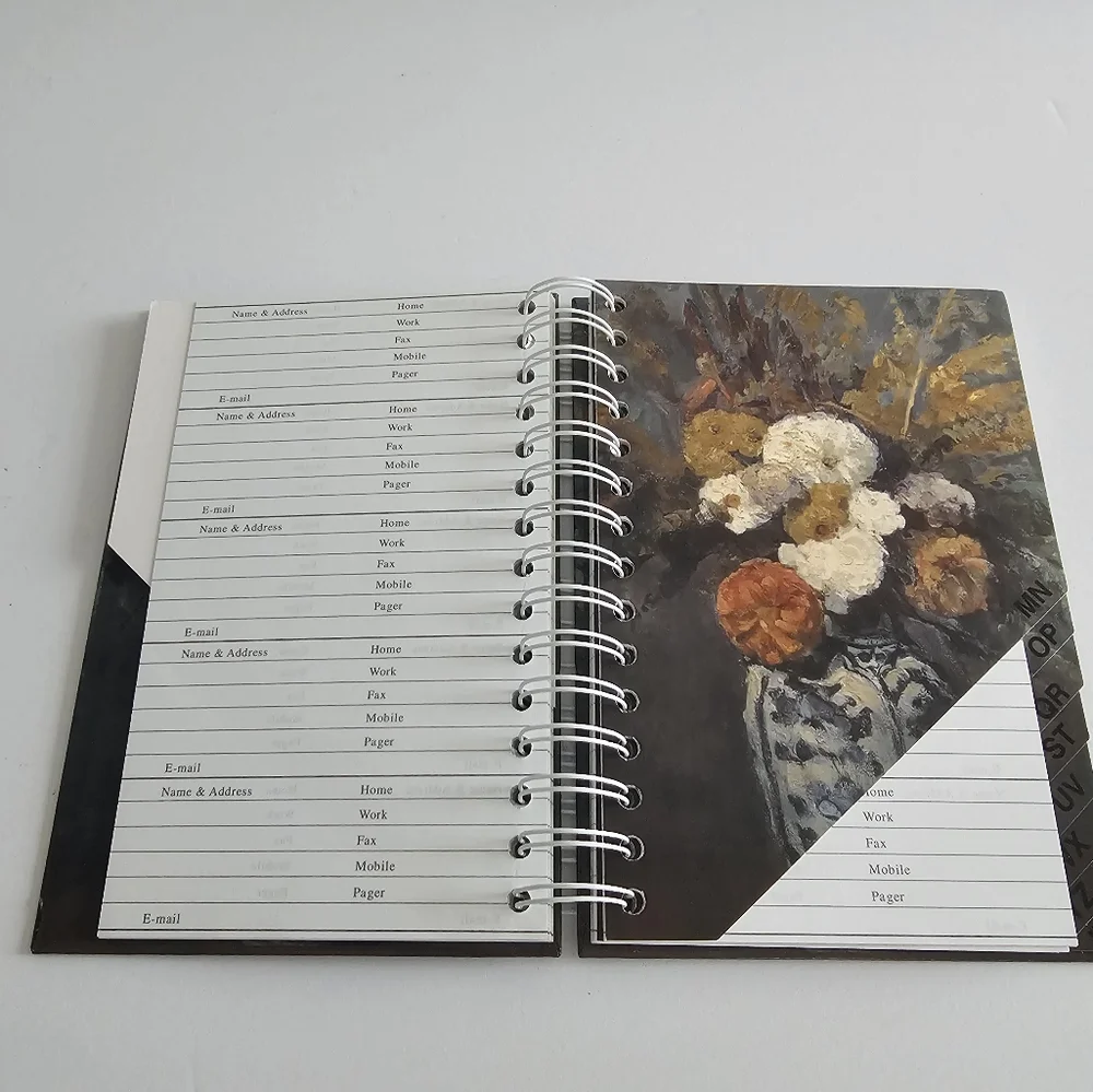 Vintage Floral Spiral Address Book - Impressionist Still Life Chinoiserie Vase